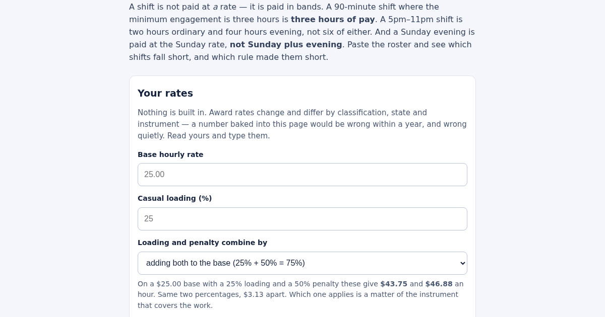 Which shifts were paid short
